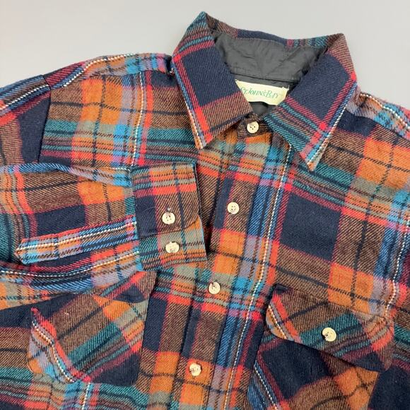 Vintage St Johns Bay Plaid Flannel Lined Button Up Shirt Medium 90s Korea - Picture 1 of 7